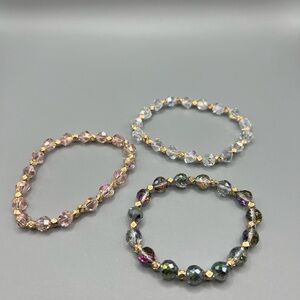 🆕 Elegant Crystal Beaded Bracelets Set - Handmade #169